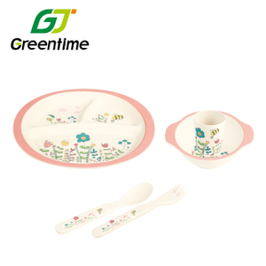 Disposable Oval Bamboo Fiber Children's Tableware Dinner Set S314D-5P