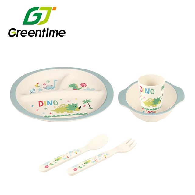 Disposable Oval Bamboo Fiber Children's Tableware Dinner Set S314D-5P